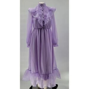 Shein‎ Prairie Dress Womens XS Lavender Cottage Flowy Lined Victorian Coquette